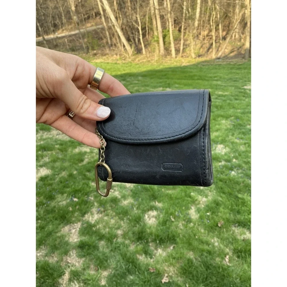 Vintage Coach 7219 Black  Multifunction Purse Wallet WITH Keychain Bag‎ Charm